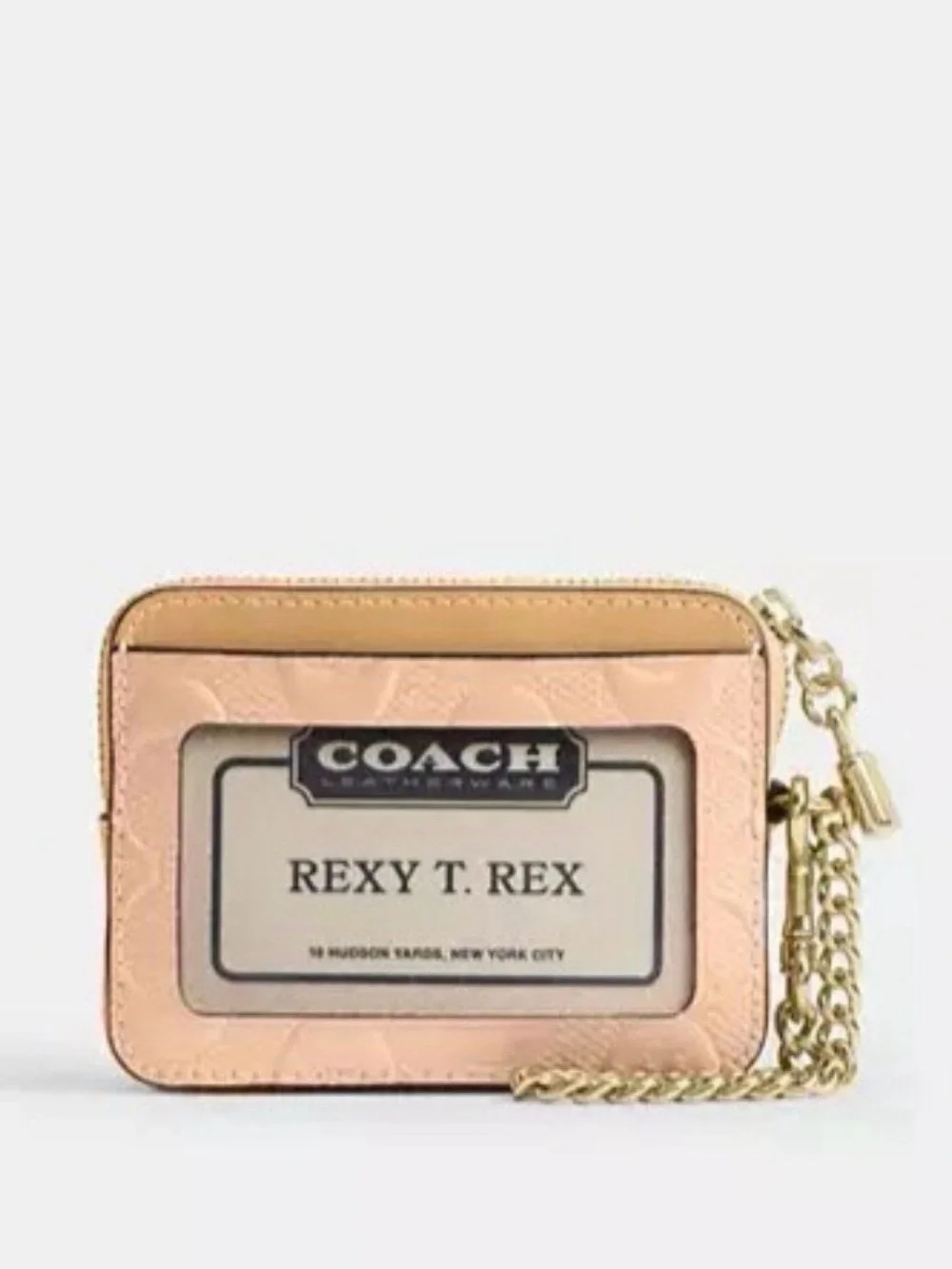 Coach Zip Card Case In Signature Leather With Charm  CFI29 Gold/Faded Blush